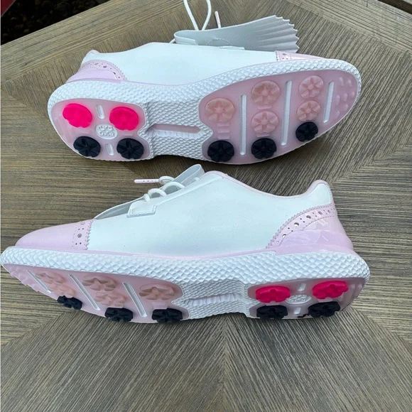 NWOT GFORE Gallivan2r Brogue Cap Toe Golf Shoes - Snow/Blush Size 7.5 - Picture 8 of 9